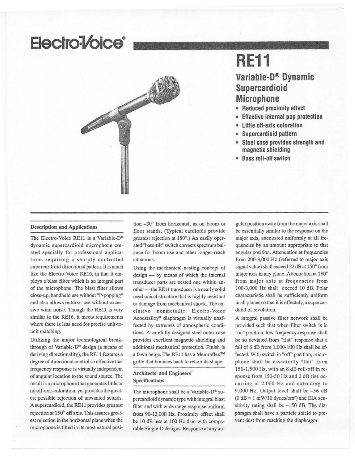 Electro-Voice RE11 User Manual