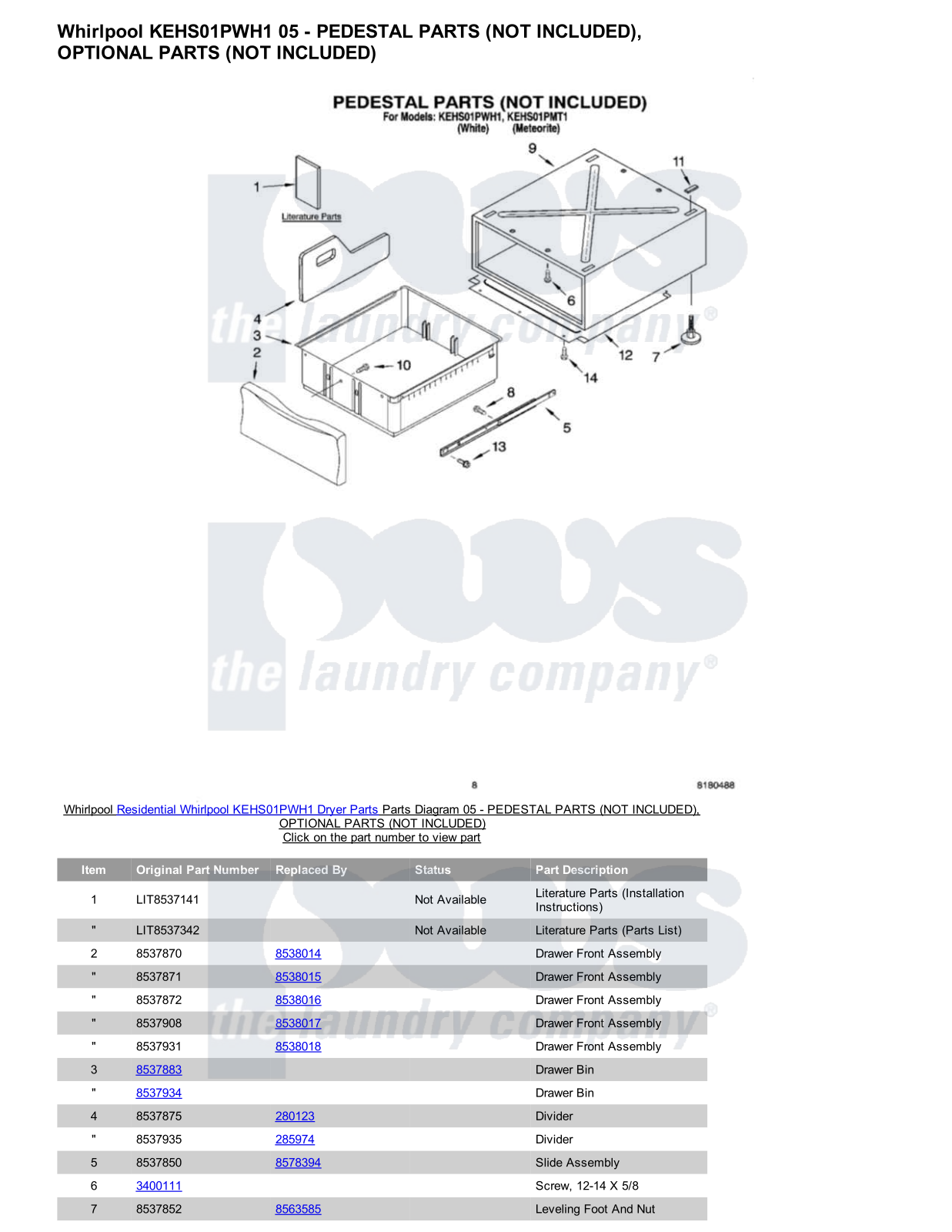 Whirlpool KEHS01PWH1 Parts Diagram