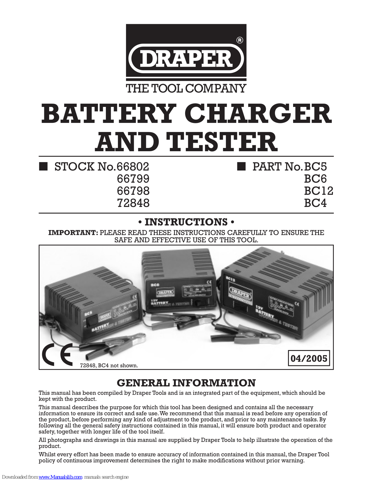 Draper BC5, BC6, BC12, BC4 Instructions Manual - ManualMachine.com