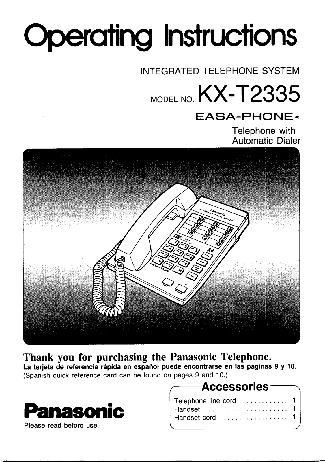 Panasonic kx-t2335 Operation Manual