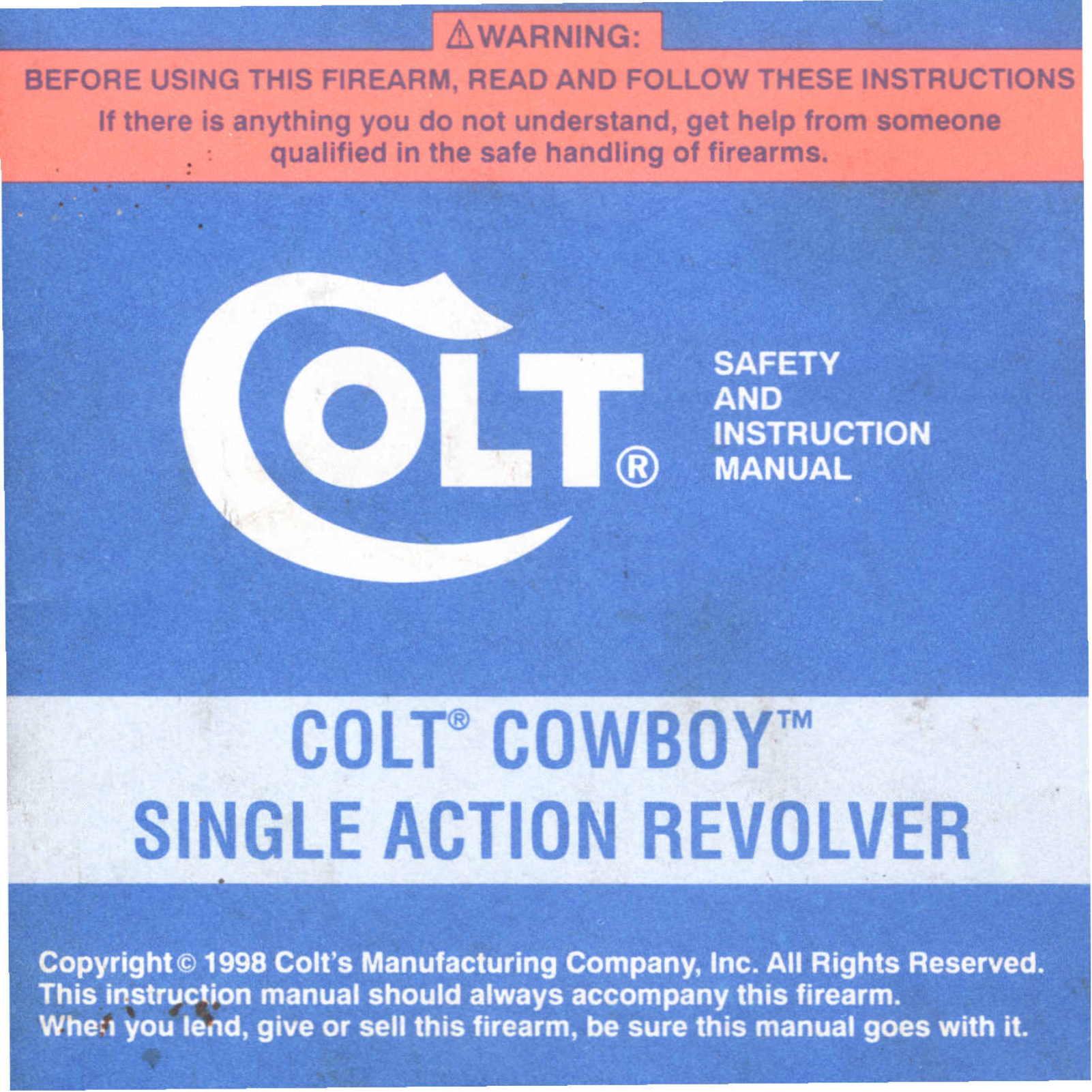 Colt Cowboy User guide - ManualMachine.com
