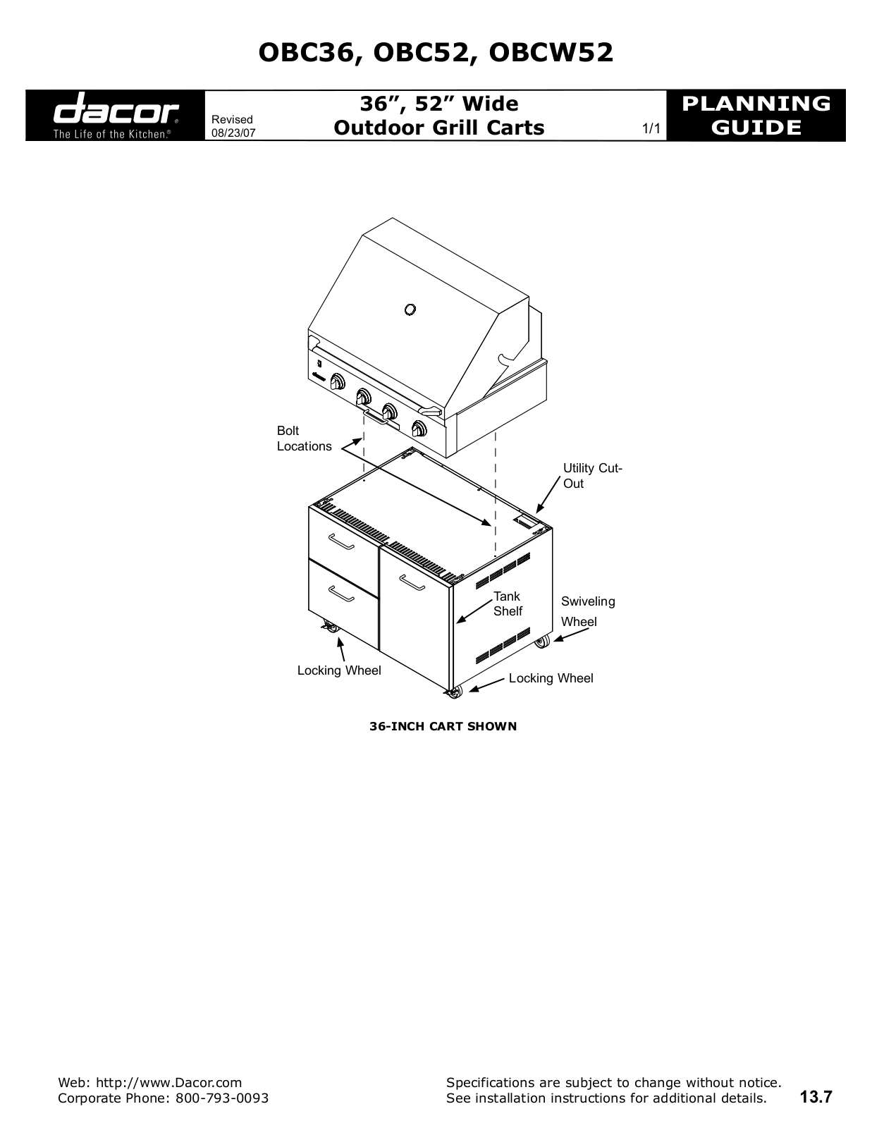 Dacor OBC52, OBC36, OBCW52 User Manual