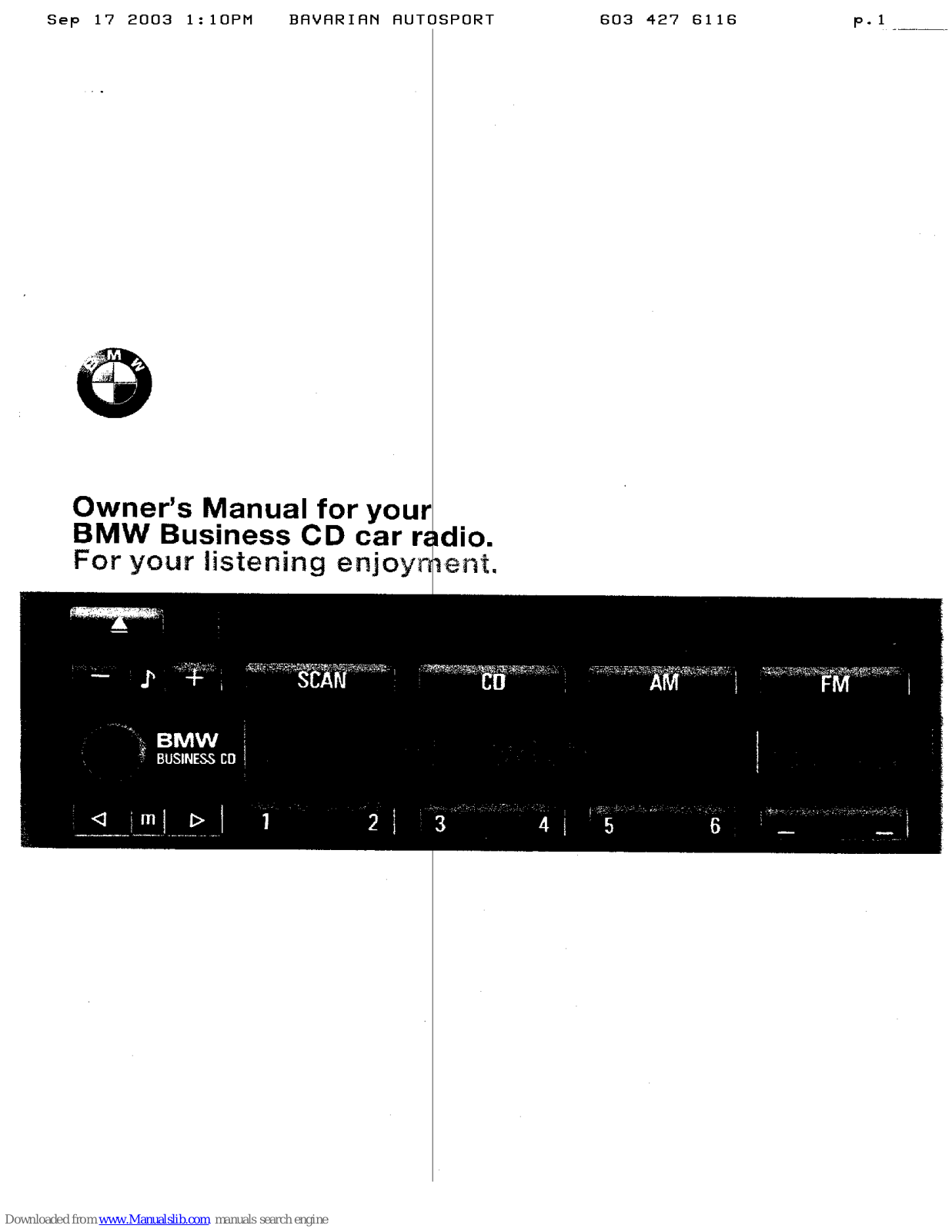 BMW Business CD Owner's Manual