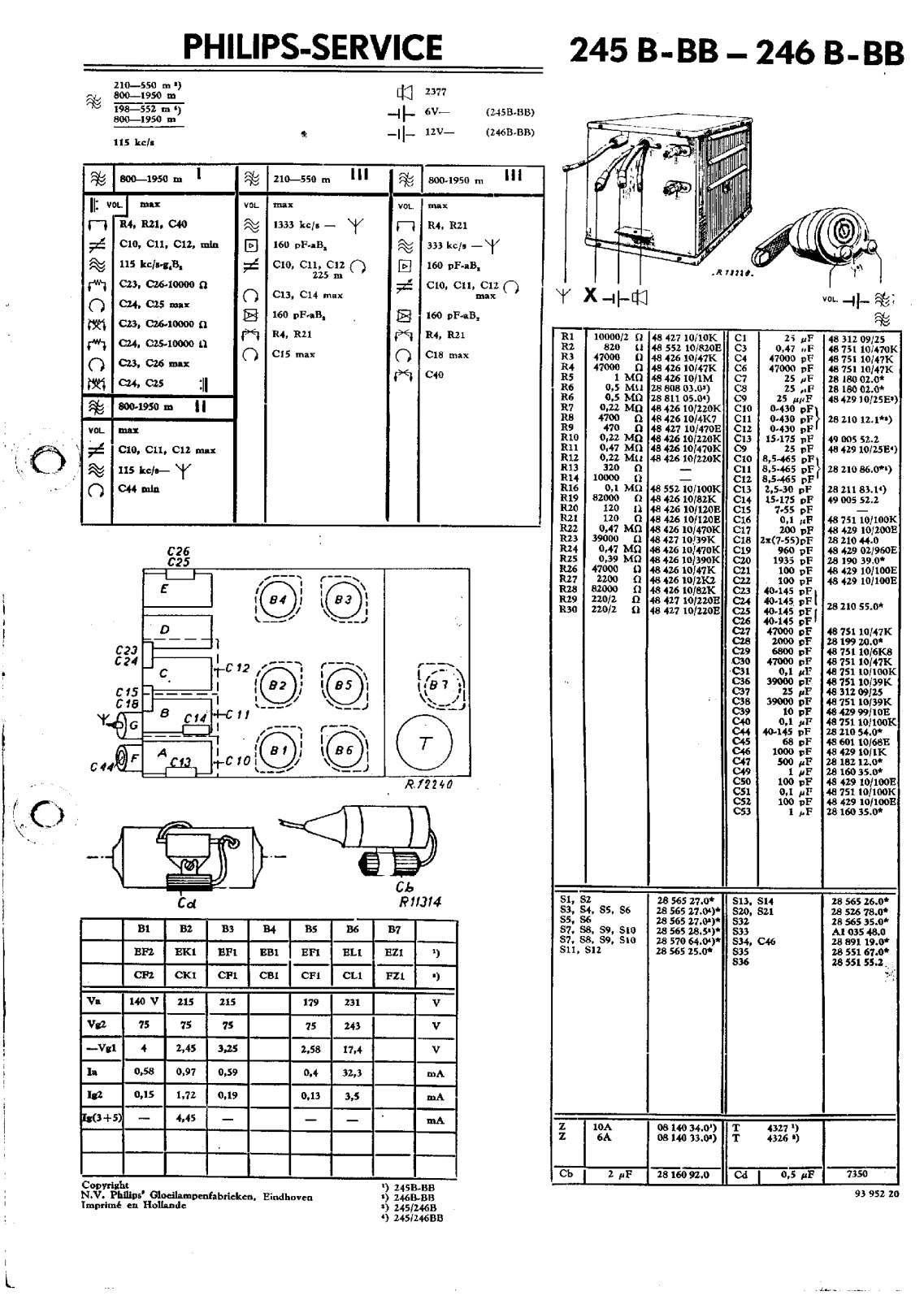 PHILIPS 246 B BB, 245B BB Service Manual