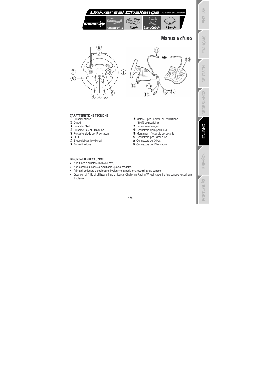 Thrustmaster UNIVERSAL CHALLENGE RACING WHEEL User Manual