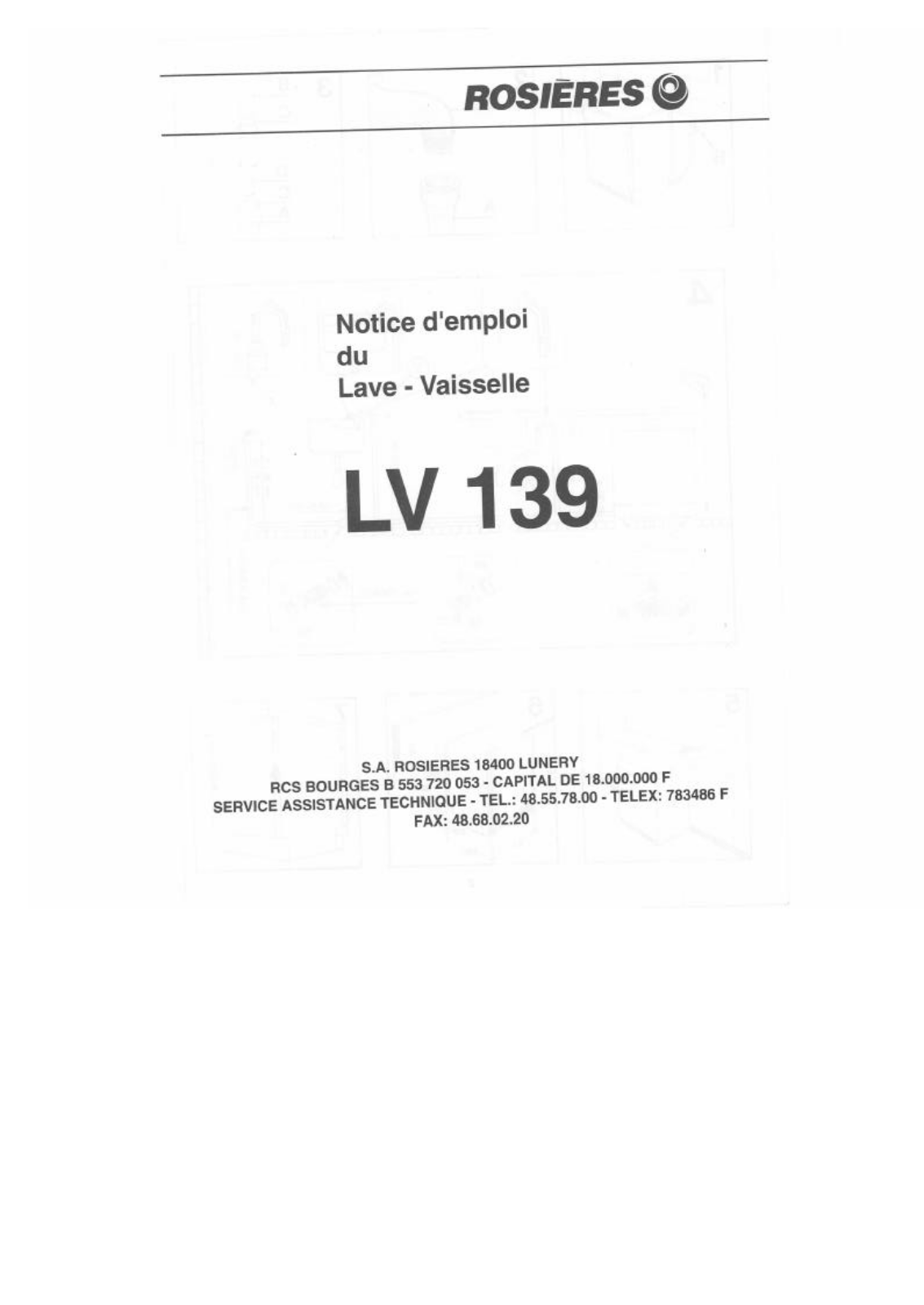 Rosieres LV 139 User Manual