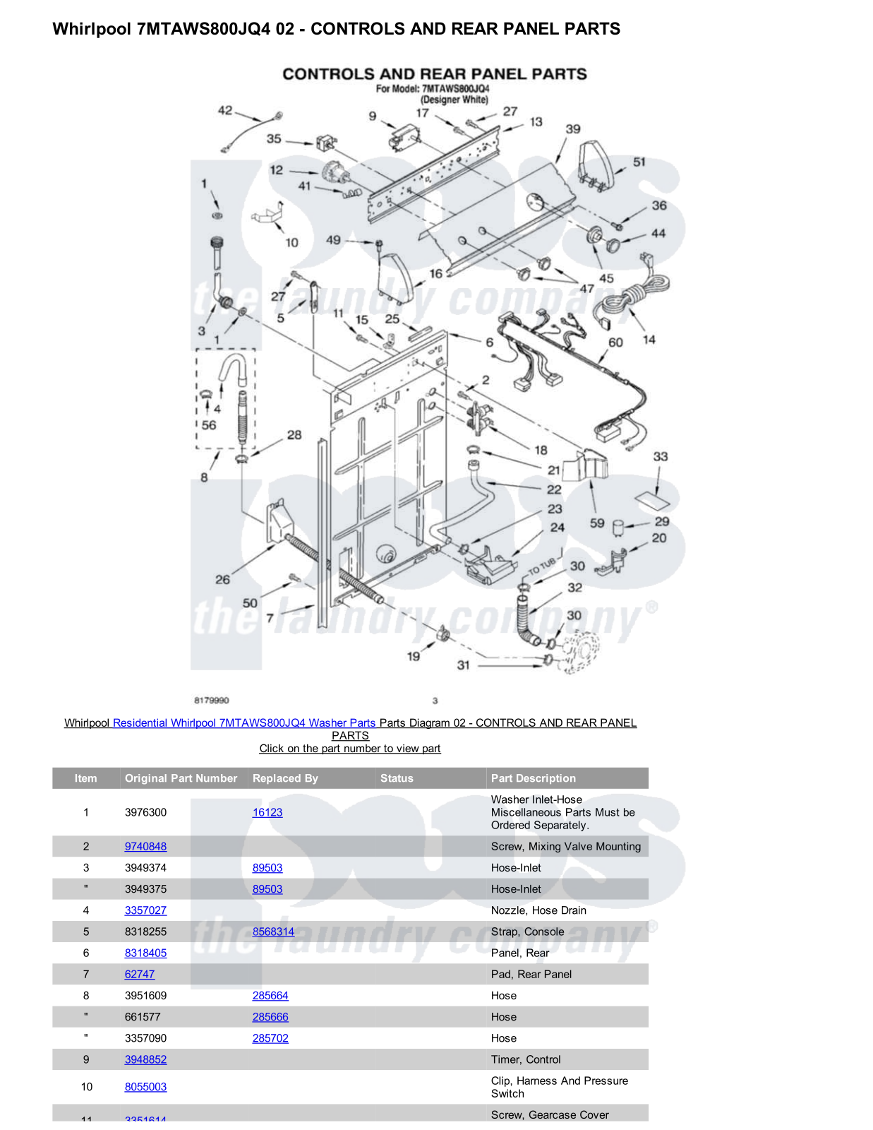 Whirlpool 7MTAWS800JQ4 Parts Diagram