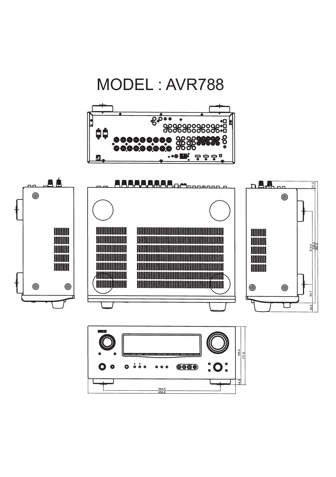 Denon AVR 788 - AV Receiver, GS190, GC Series, AVR788 Dimensions