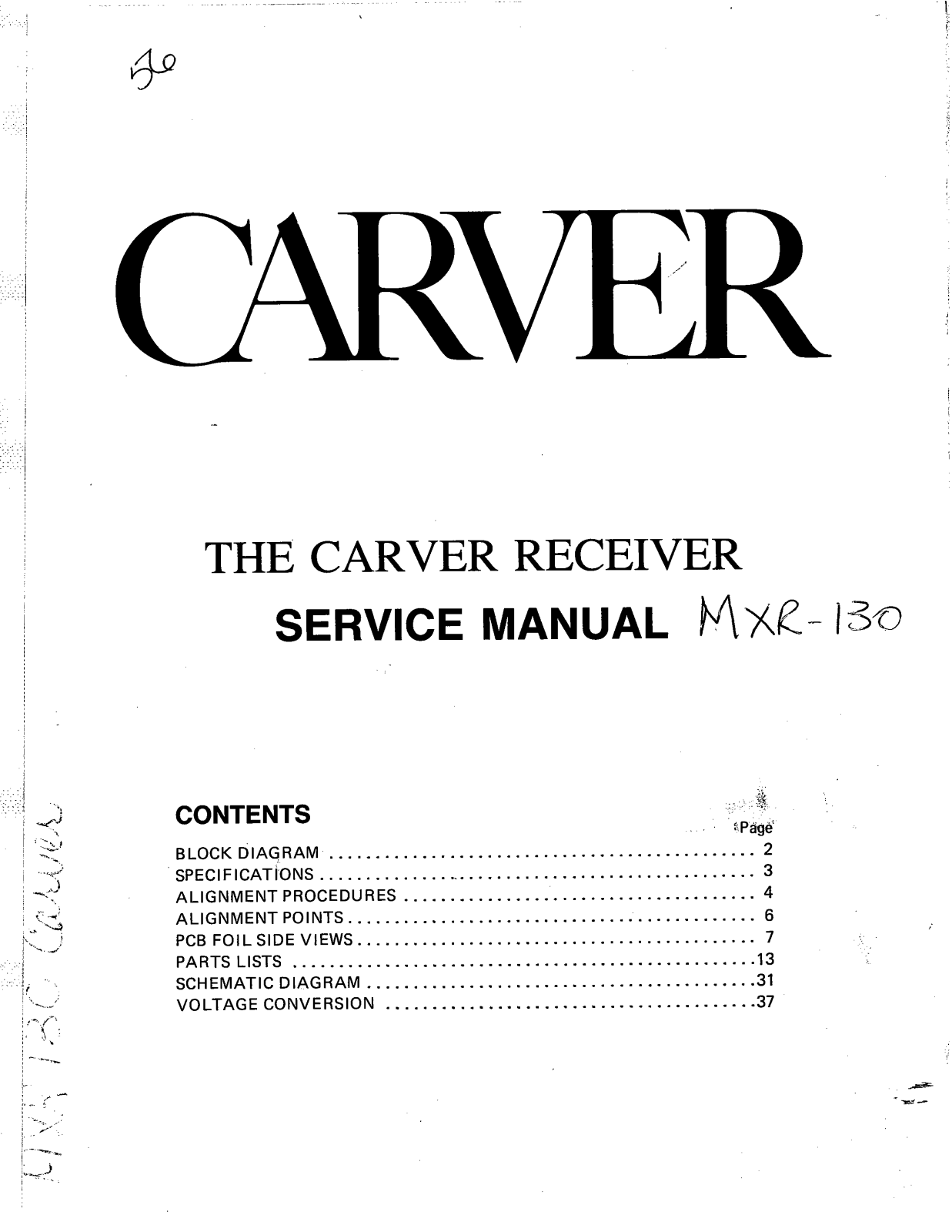 Carver MXR-130 Service manual