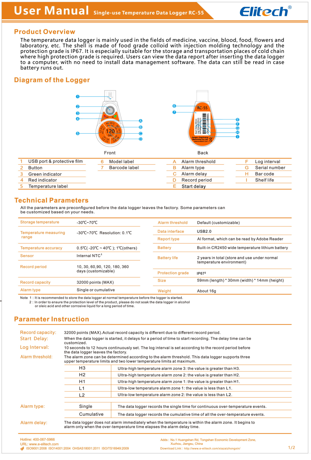 Elitech RC-55 User Manual