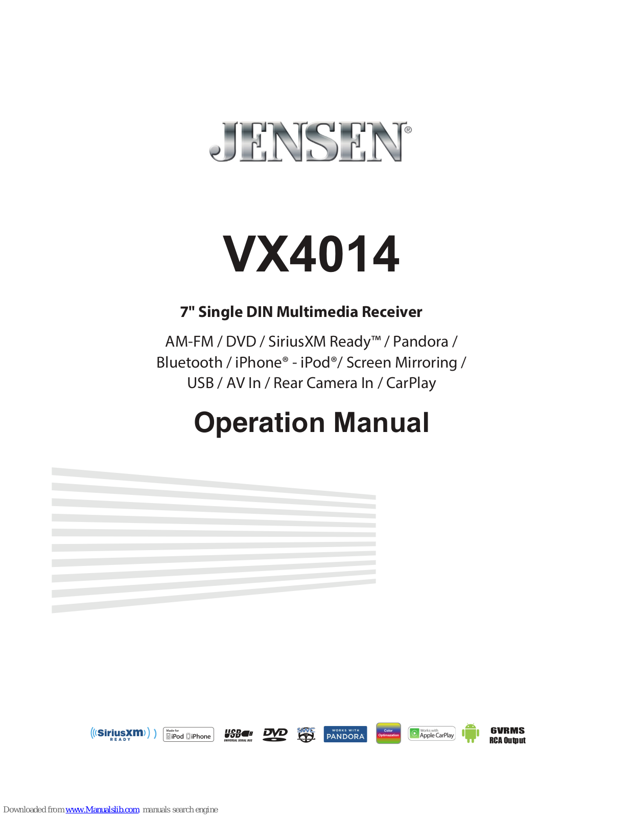 Jensen VX4014 Operation Manual - ManualMachine.com
