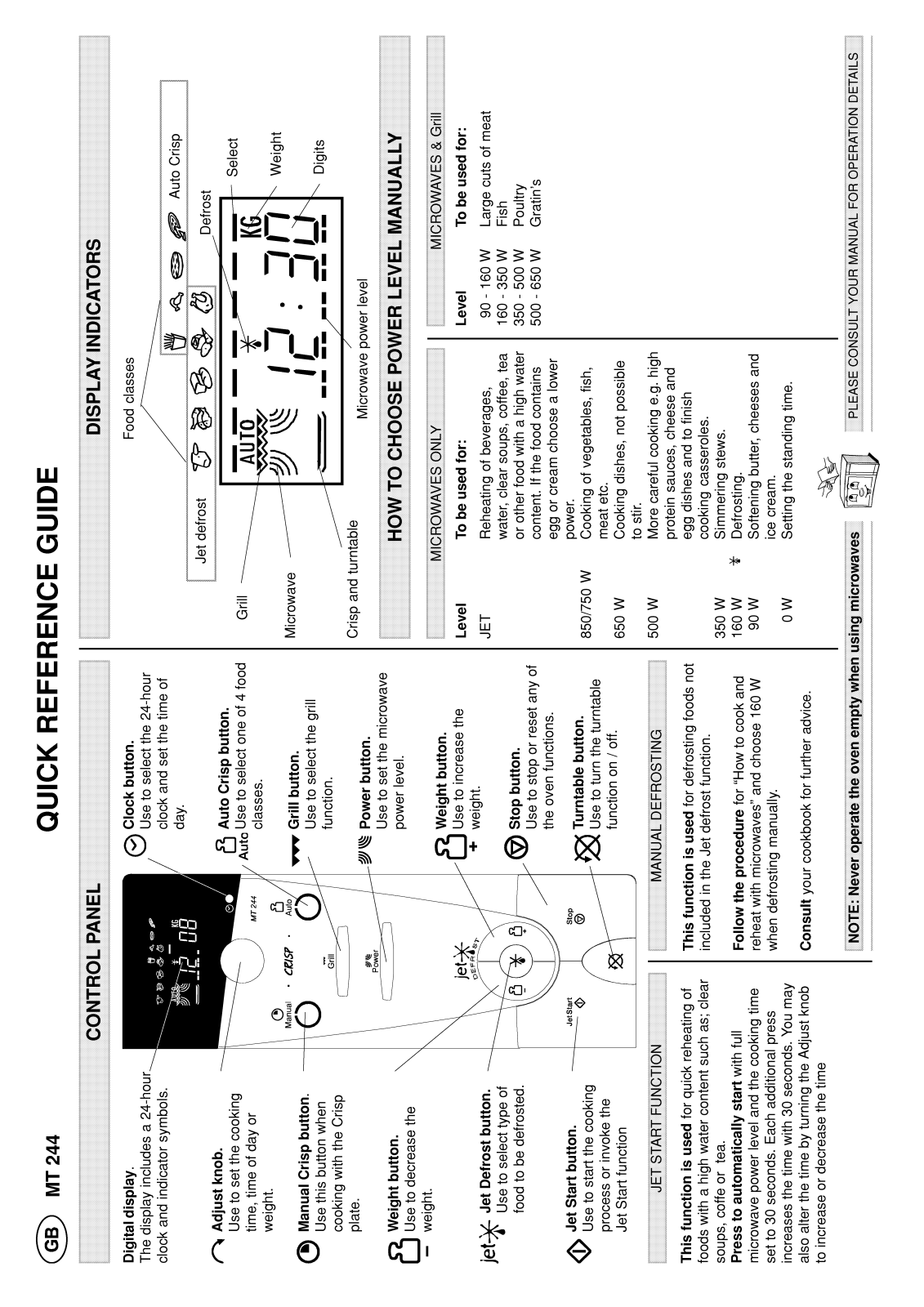 Whirlpool MT 244 BLACK, MT 244/NERO/BL, MT 244/BL, MT 2440/1/WH, MT 244/1/SL INSTRUCTION FOR USE