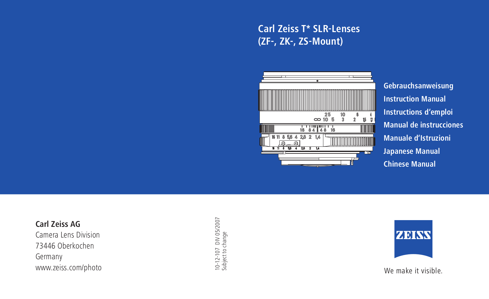 Pentax ZF, ZK, ZS User Manual