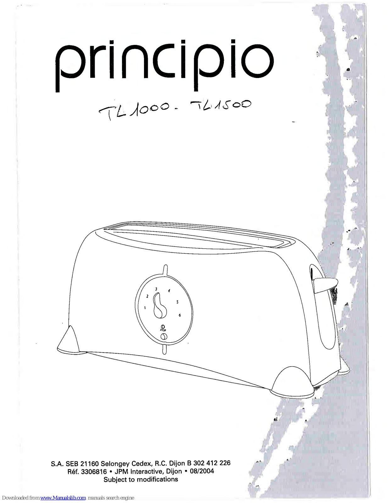 Moulinex Principio TL1000, Principio TL1500 Instructions Manual