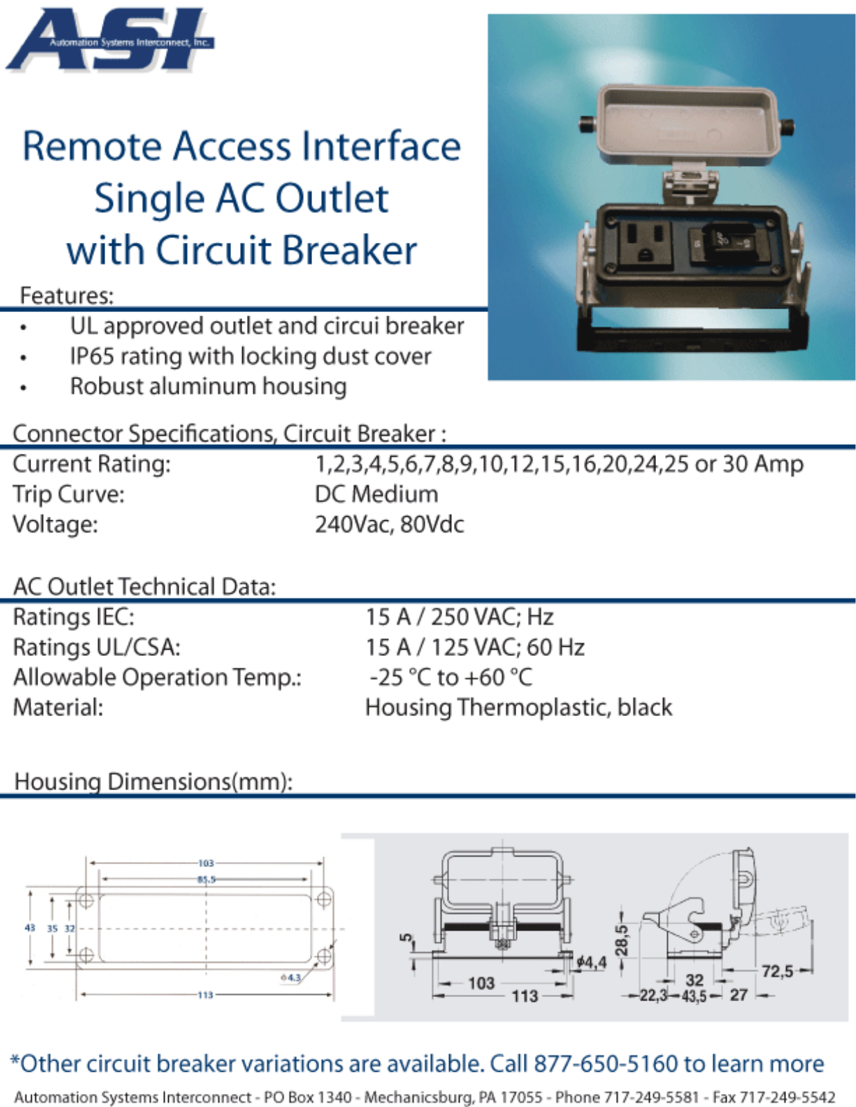 ASI-Automation Systems Interconnect RAI-SAC-102-B Data Sheet