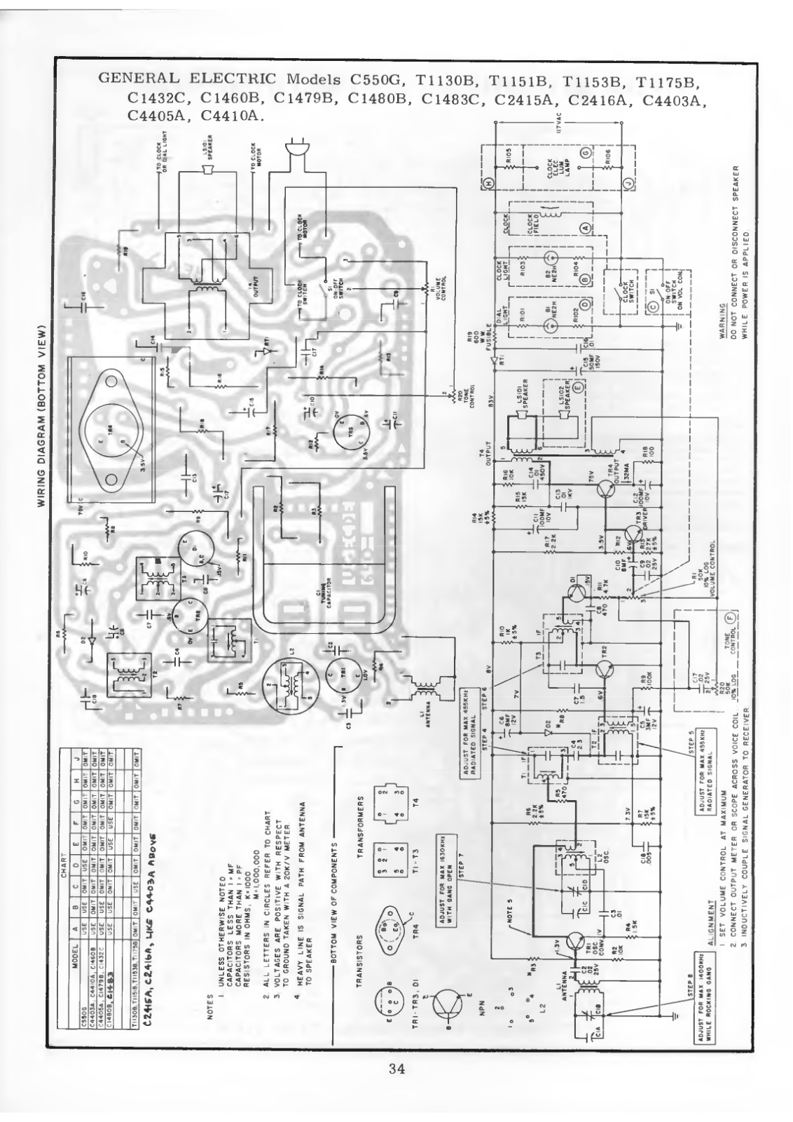 General C550G, T1130B, T1151B, T1153B, T1175B Schematic