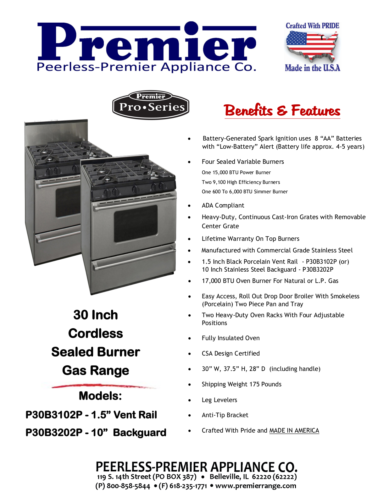 Peerless Stove P30B3102P User Manual