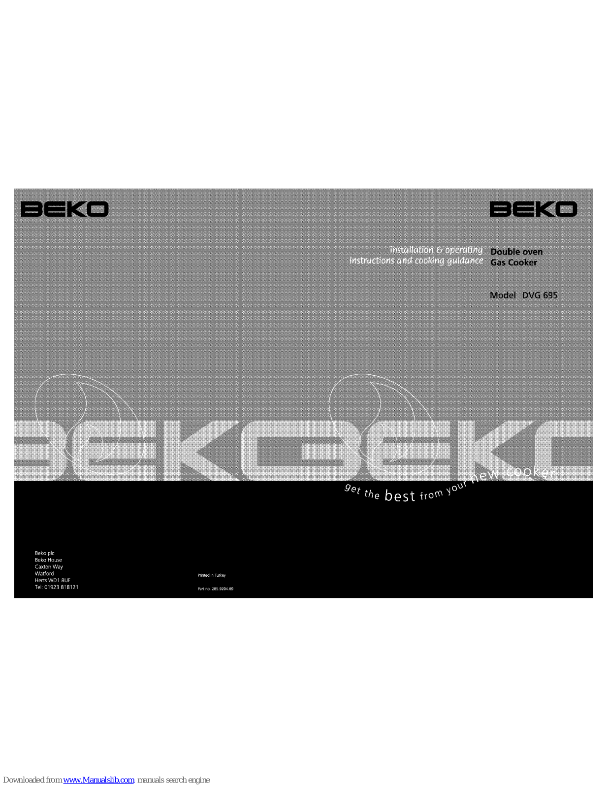 Beko DVG 695, DVG692 Installation & Operating Instructions And Cooking Guidance
