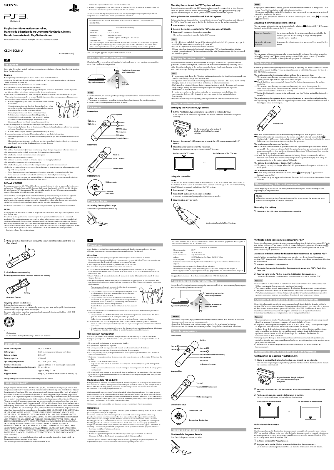 Sony CECHZCME, CECHZCMC User Manual