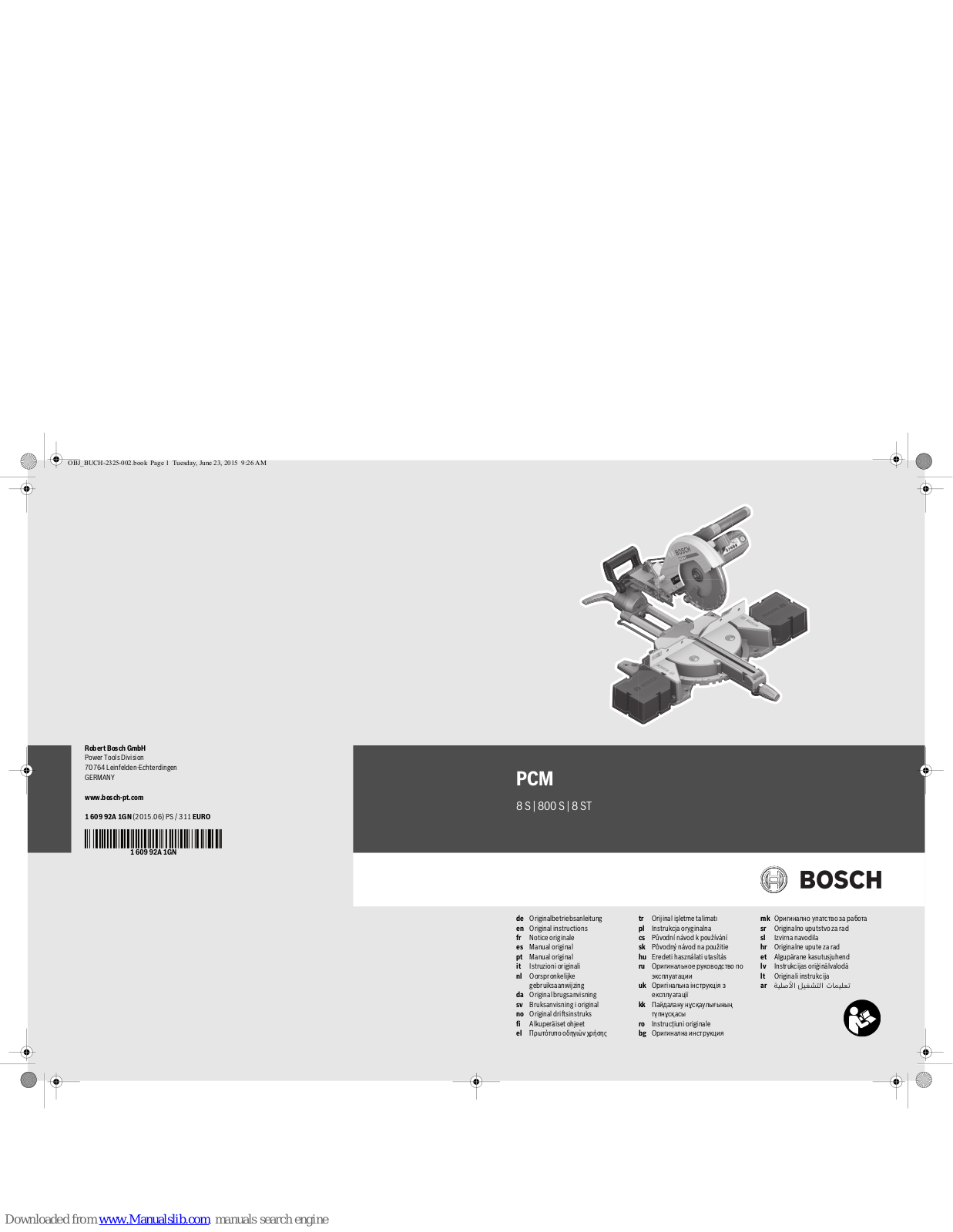 Bosch PCM 800S Original Instructions Manual