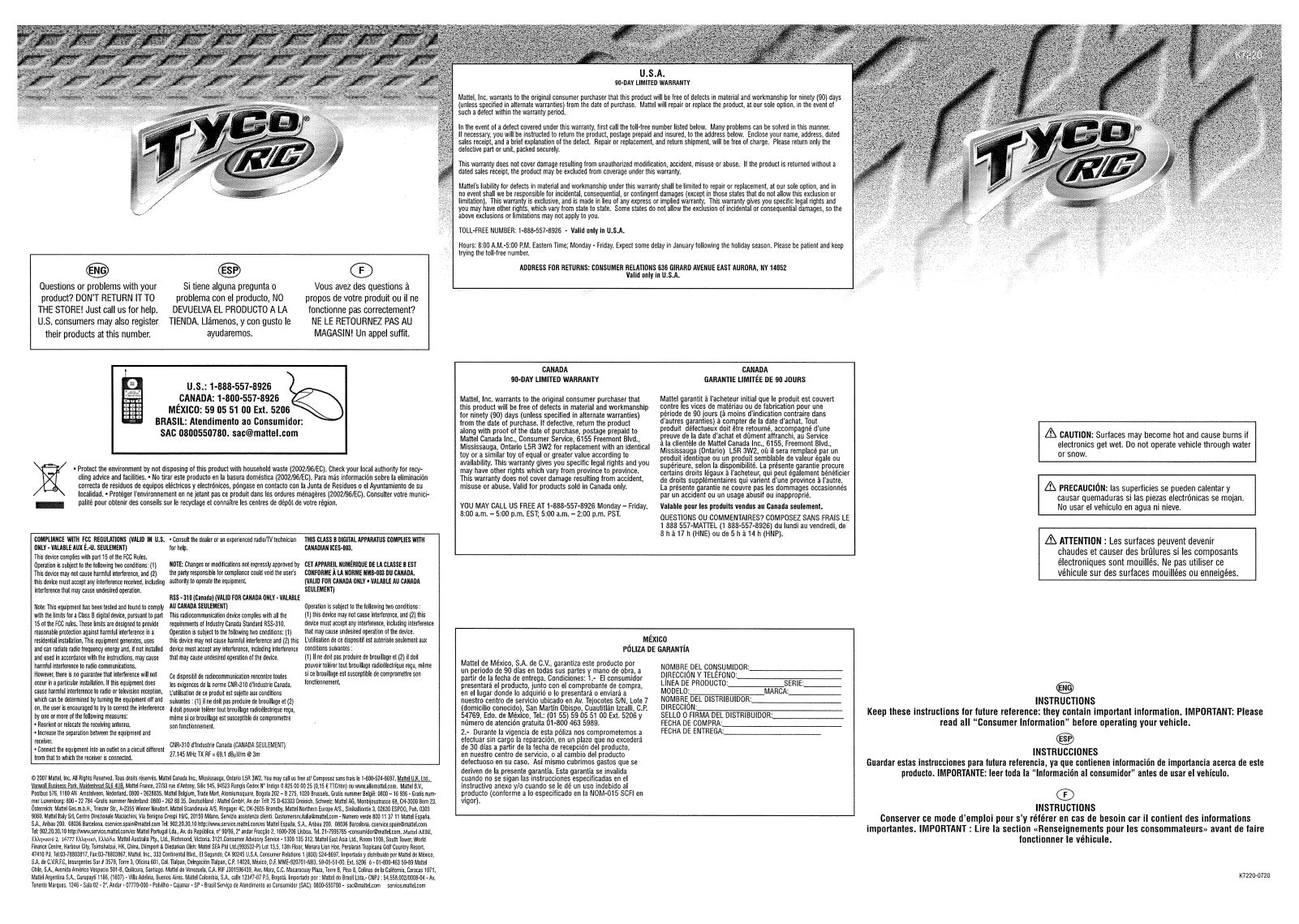 Mattel Asia Pacific Sourcing K7220 07A2T User Manual