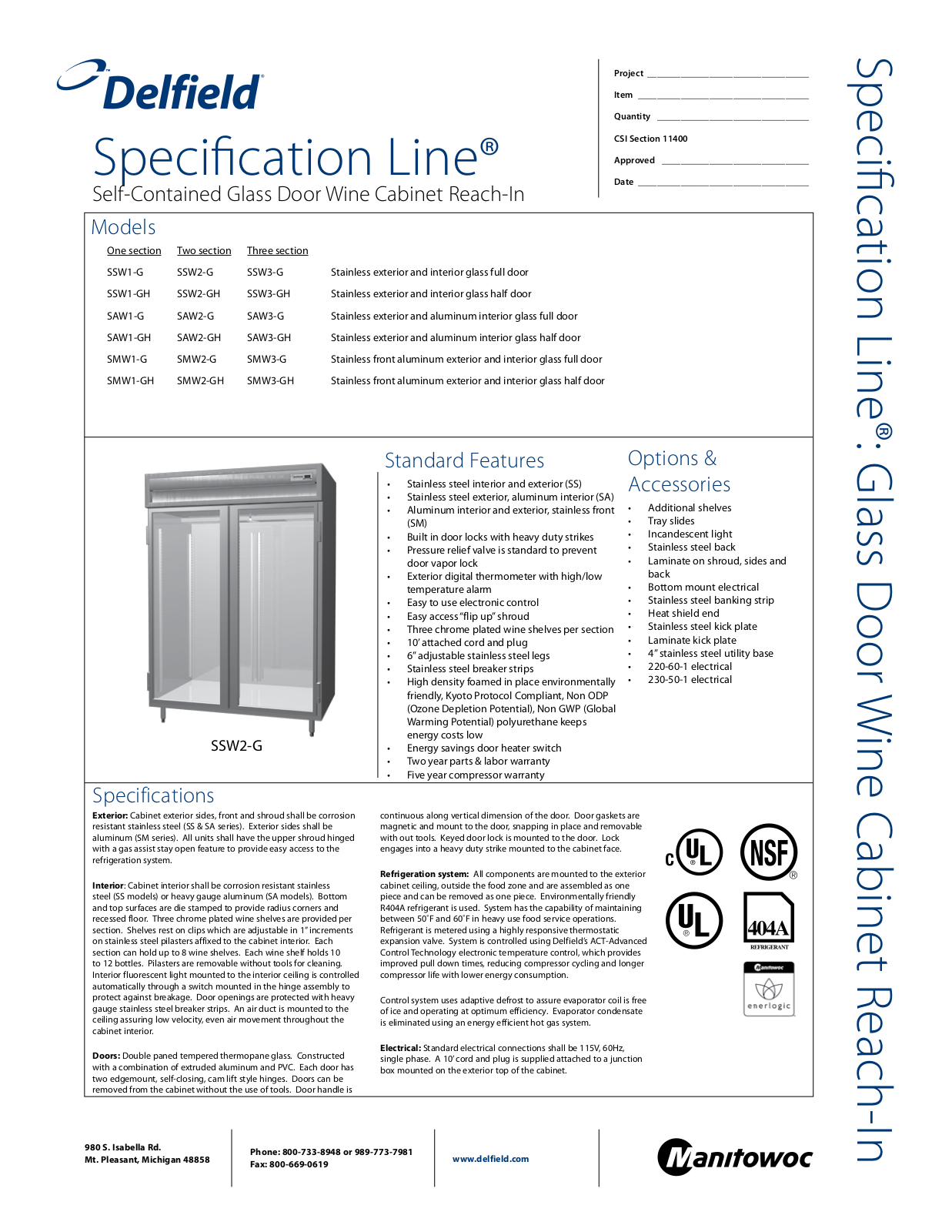 Delfield SAW1-G User Manual