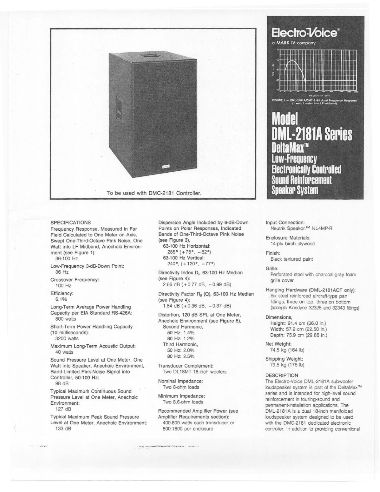 Electro-voice DML-2181A User Manual