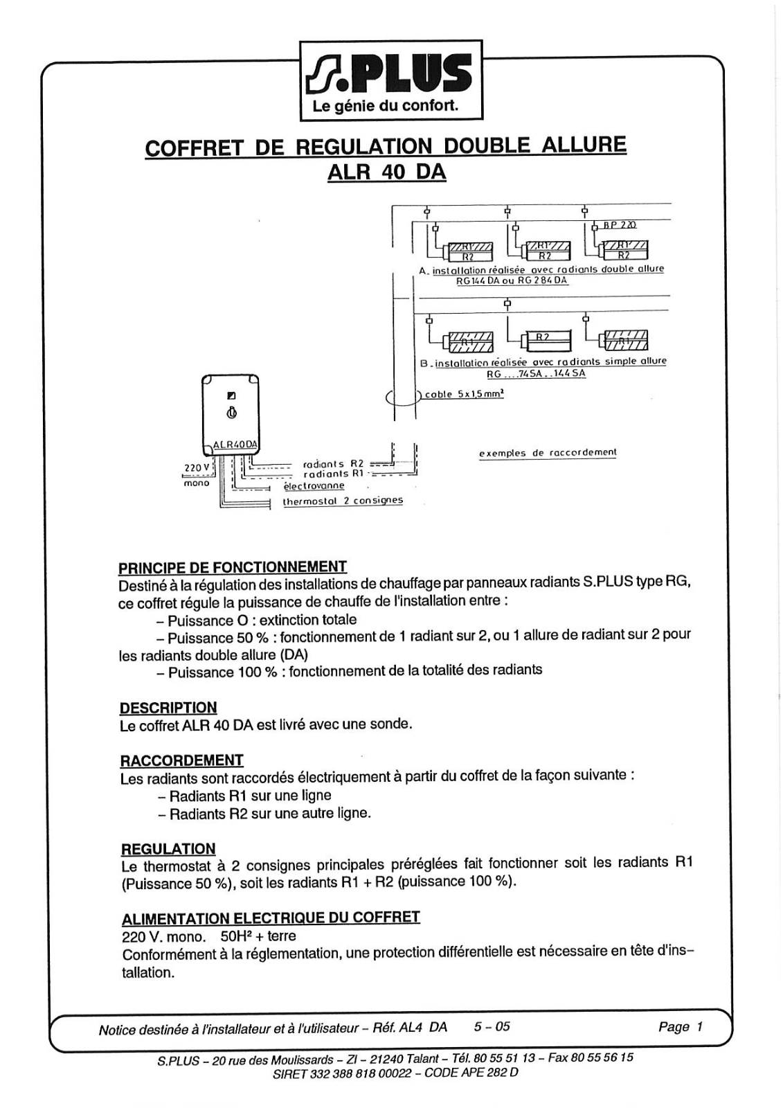 S.PLUS ALR 40 DA User Manual