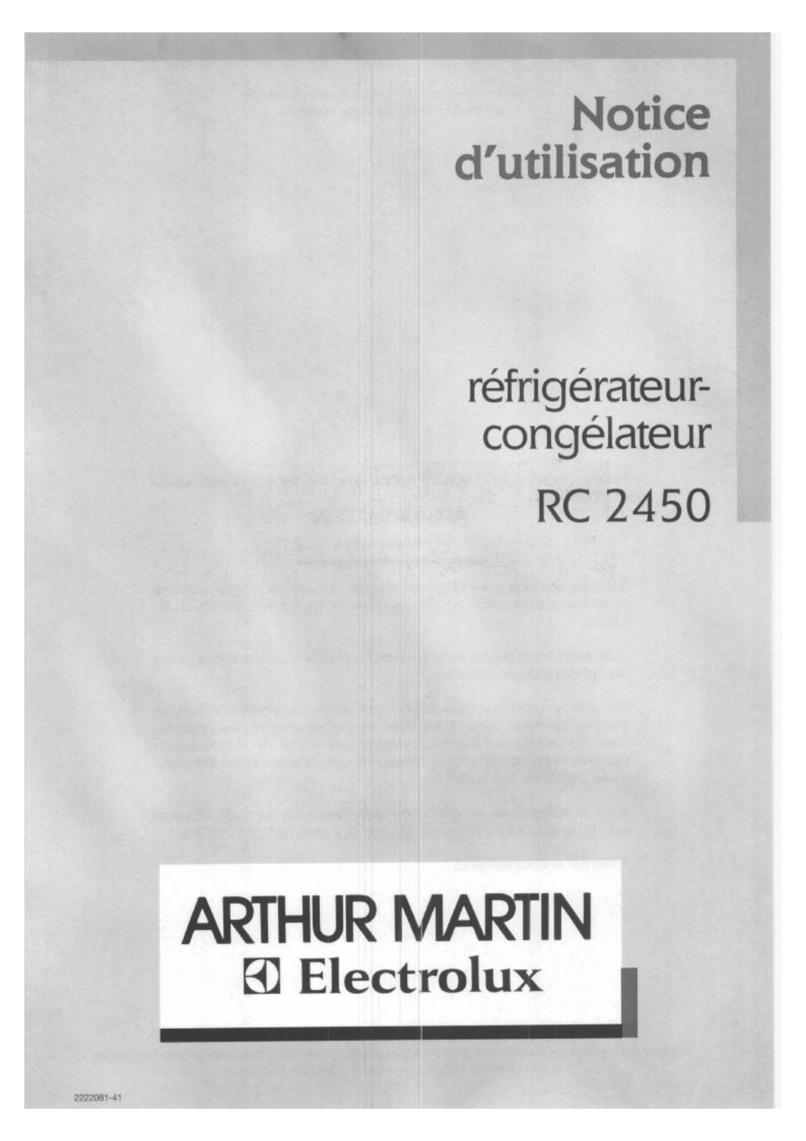 Arthur martin RC2450 User Manual