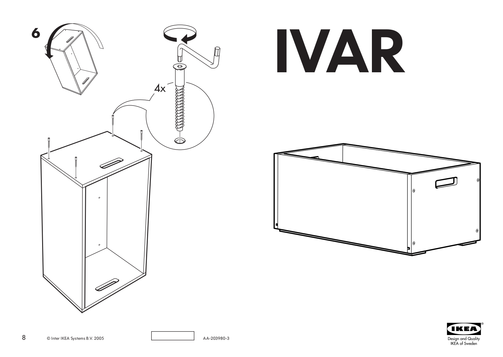 IKEA IVAR BOX 30 3-4X15 3-8X11 3-4 Assembly Instruction