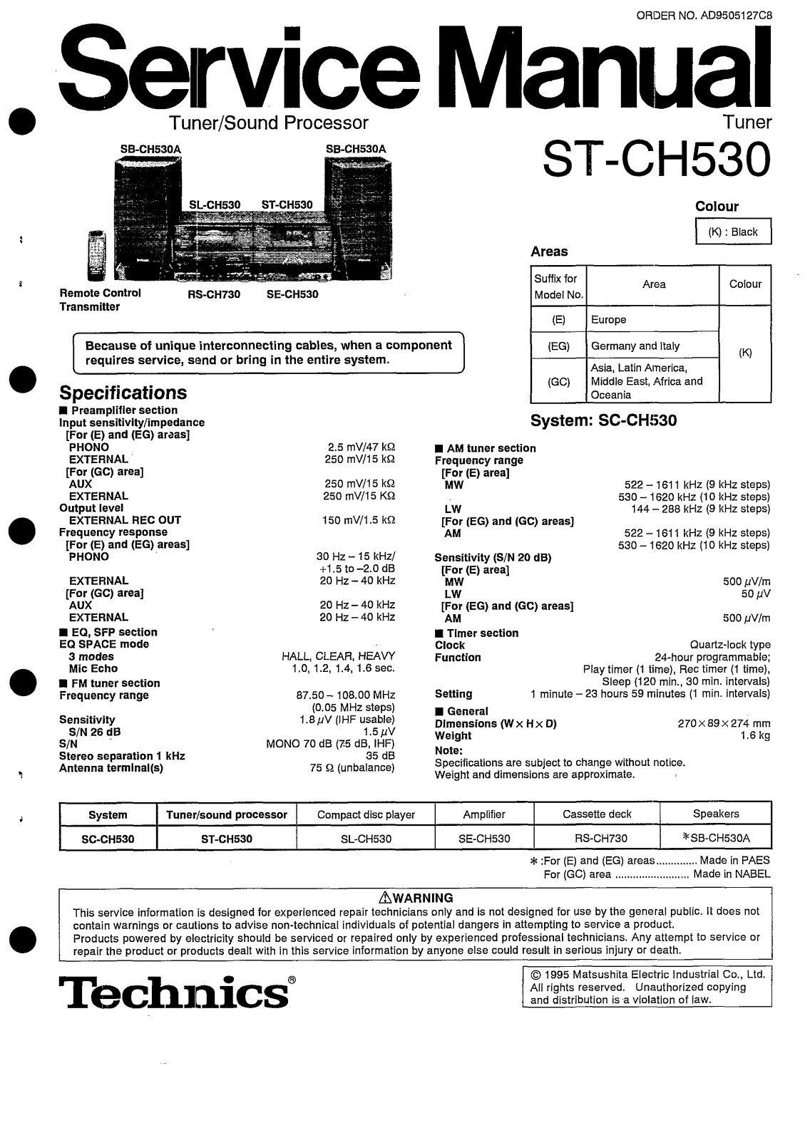Technics ST-CH-530 Service Manual