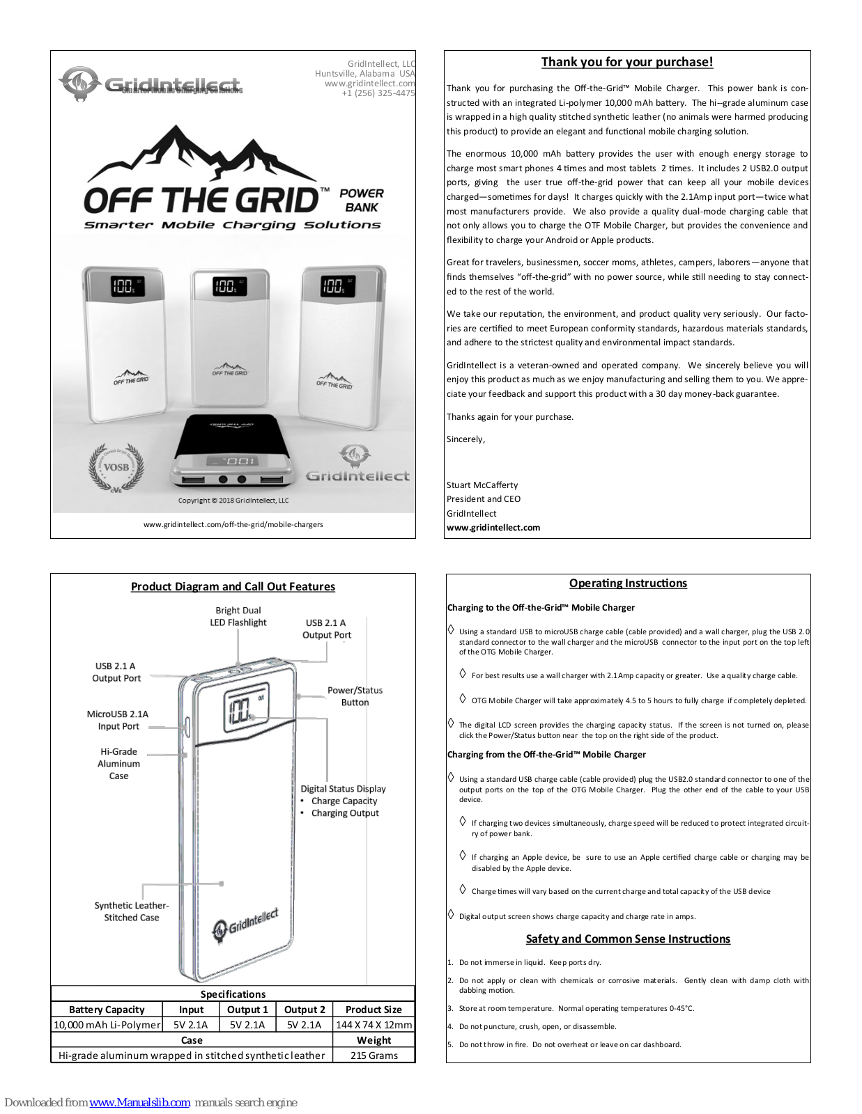 GRIDINTELLECT OFF THE GRID Operating Instructions Manual