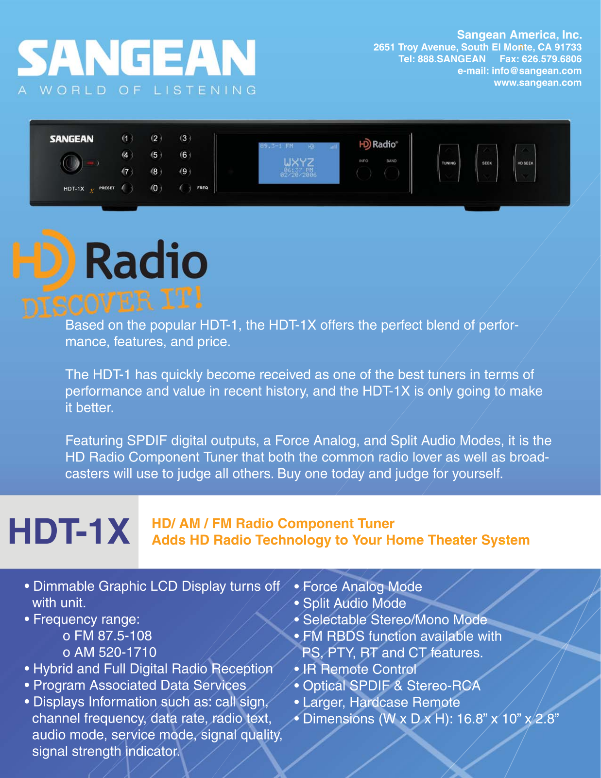 Sangean Electronics HDT-1X User Manual