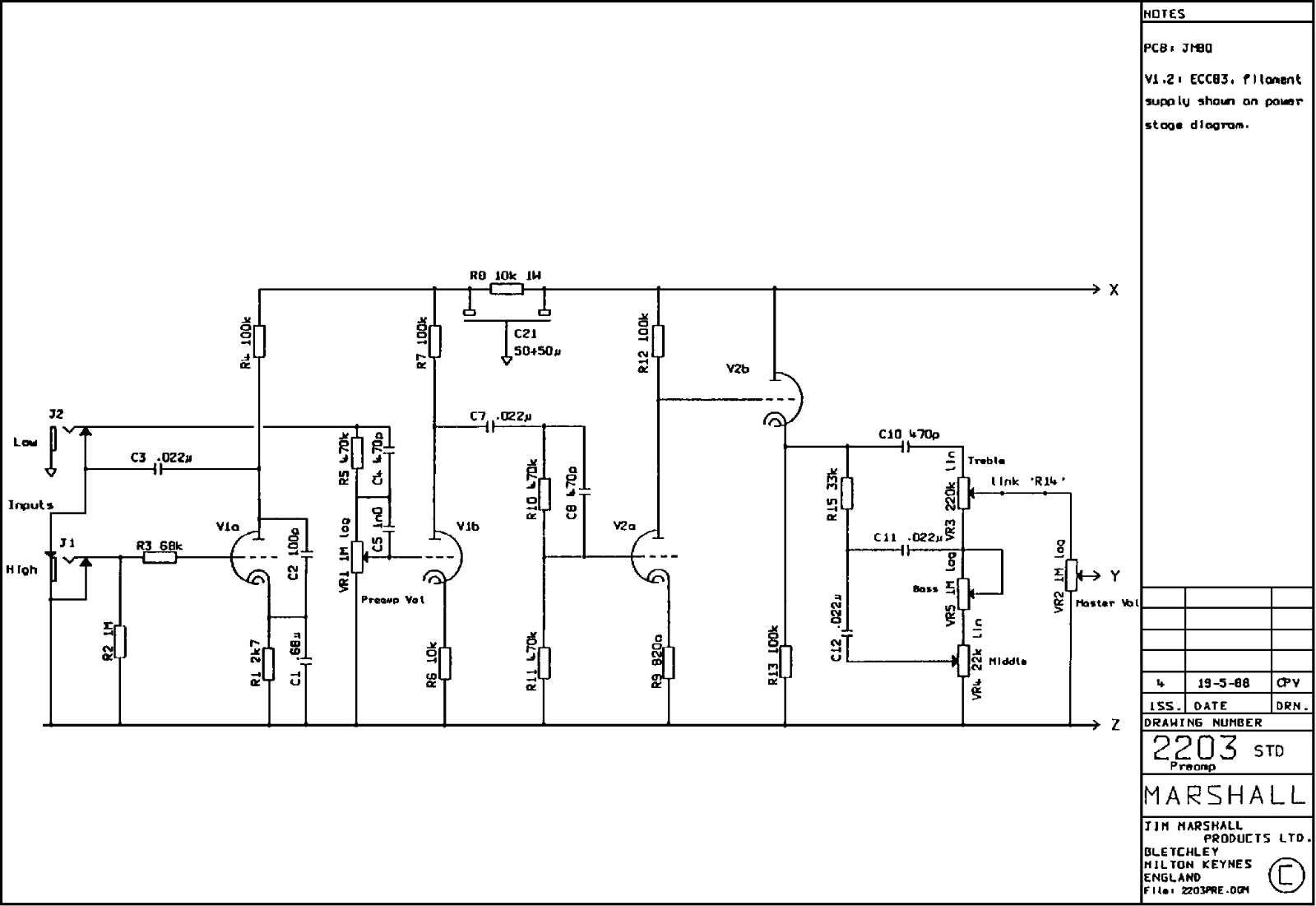 Marshall 2203-Pream Schematic