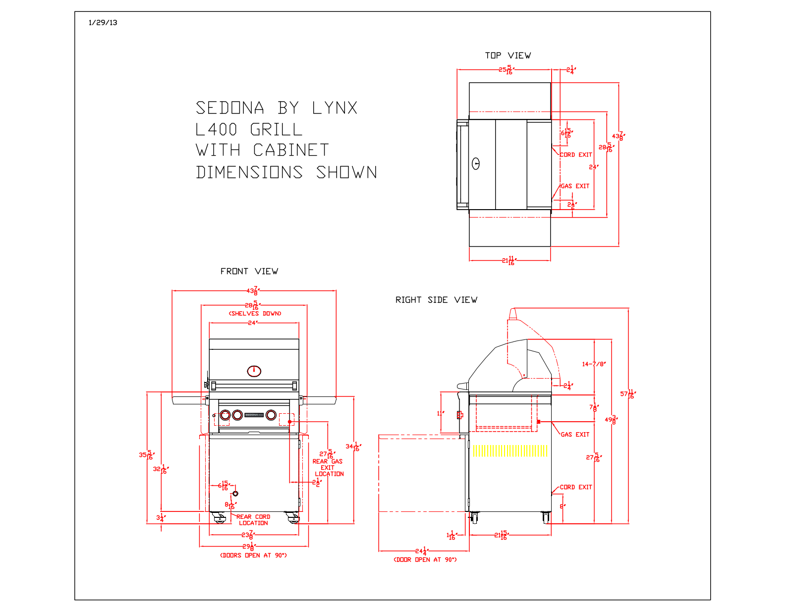 Lynx L400FLP, L400FRLP Dimension Guide