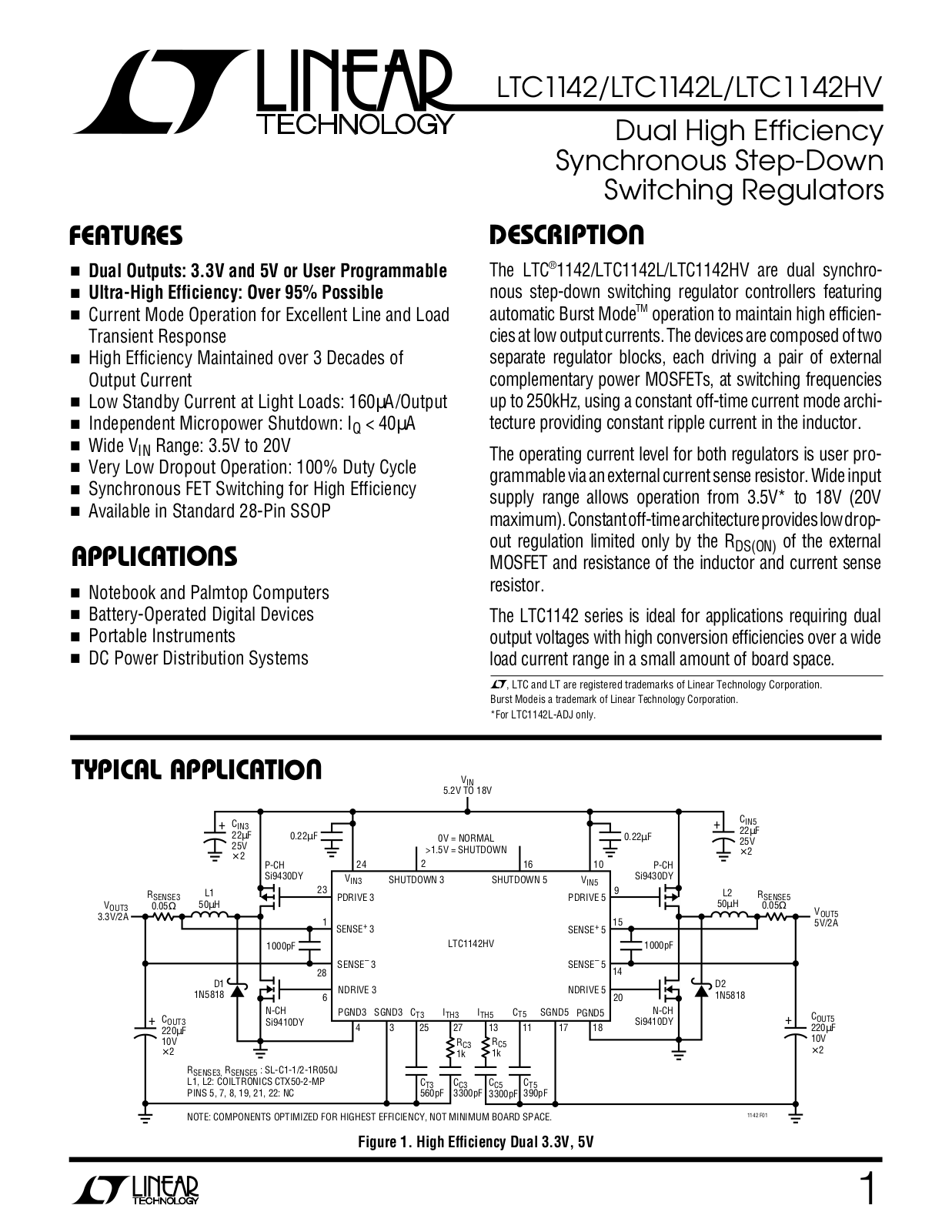 Linear Technology LTC1142L, LTC1142 Datasheet