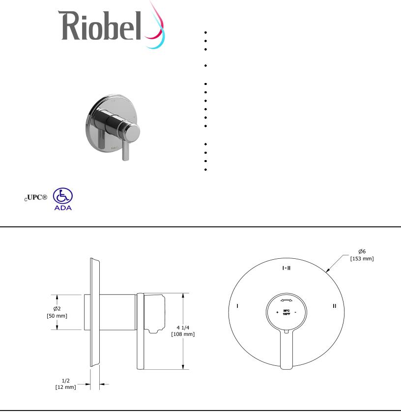 Riobel TMMRD23JBNBK, TMMRD23JBG, TMMRD23JBK, TMMRD23JPN Specifications