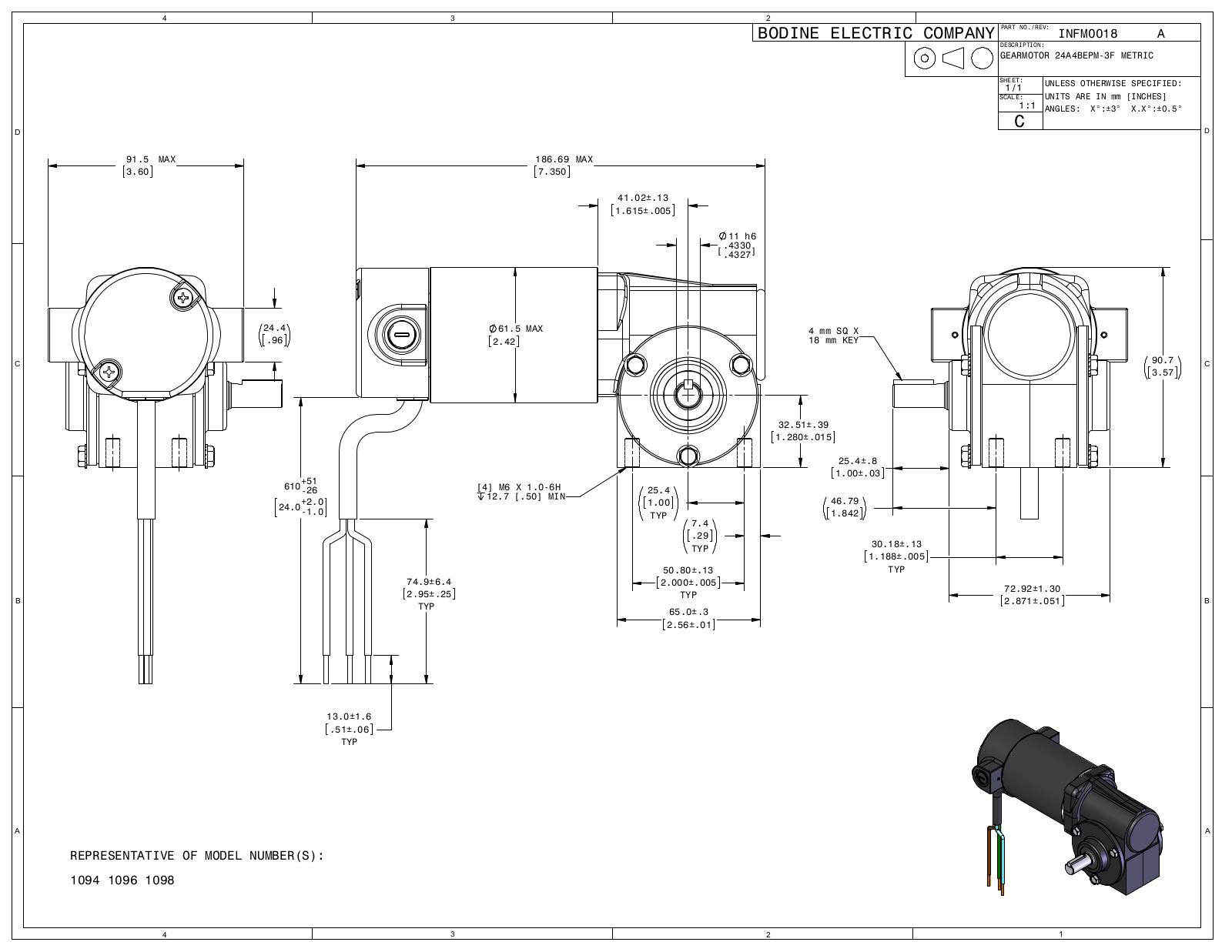 Bodine 1094, 1096, 1098 Reference Drawing