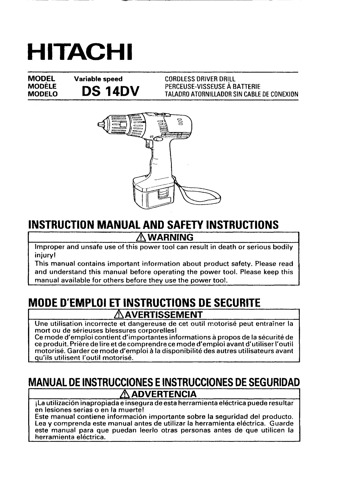 Hitachi DS14DV User Manual