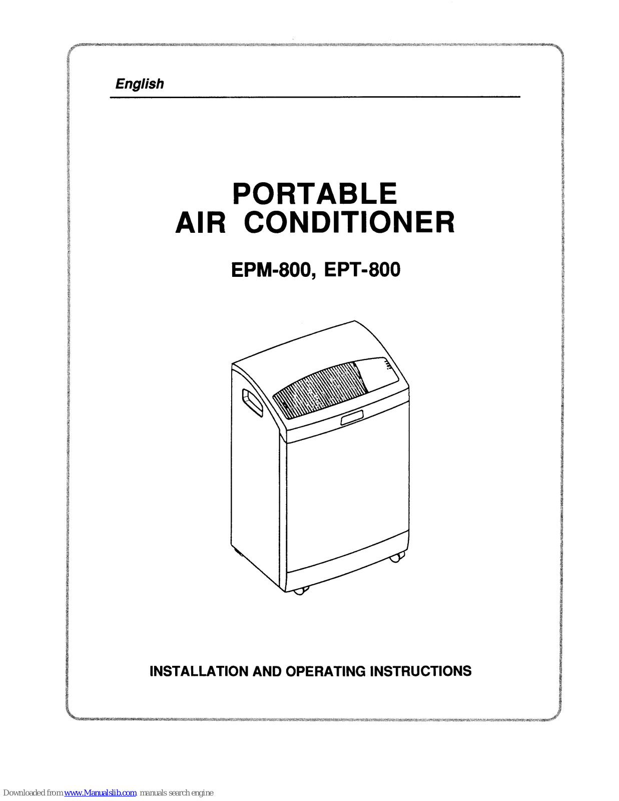 Electrolux EMP-800, EPT-800 Installation And Operating Instructions Manual