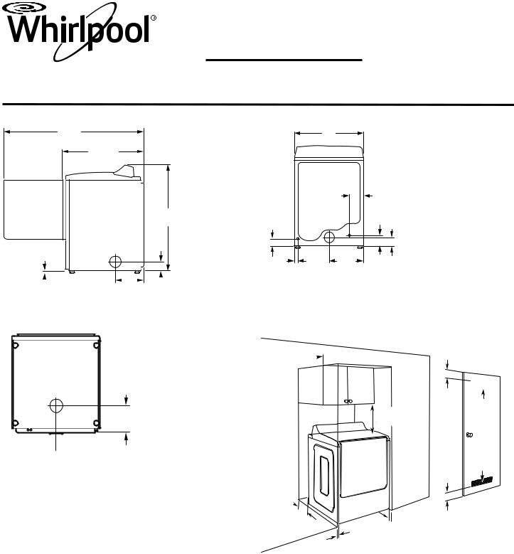 Whirlpool WED8500DC, WED8500DR, WED8500DW, WGD8000DW, WGD8500DR Dimension Guide