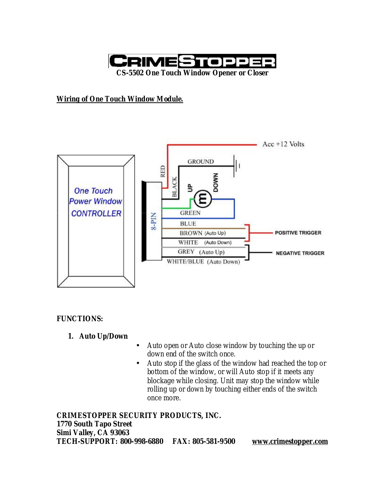 Crimestopper CS-5502 Installation Manual