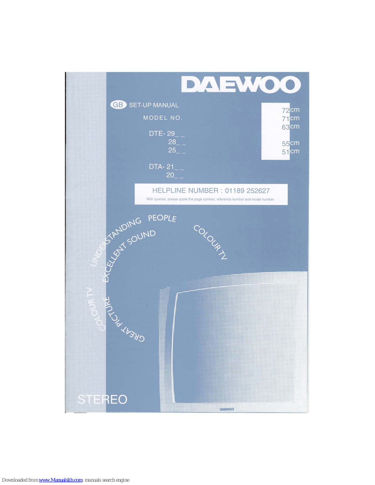 Daewoo DTE-29 Series, DTE-25 Series, DTE-28 Series, DTA-21 Series, DTA-20 Series Setup Manual