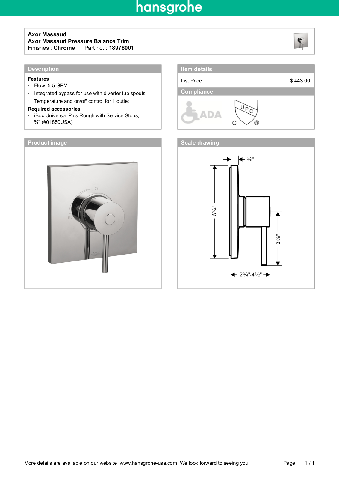 Axor HAN3090 Specifications - ManualMachine.com