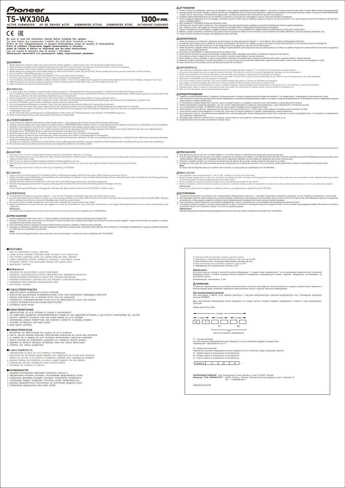 Pioneer TS-WX300A User Manual