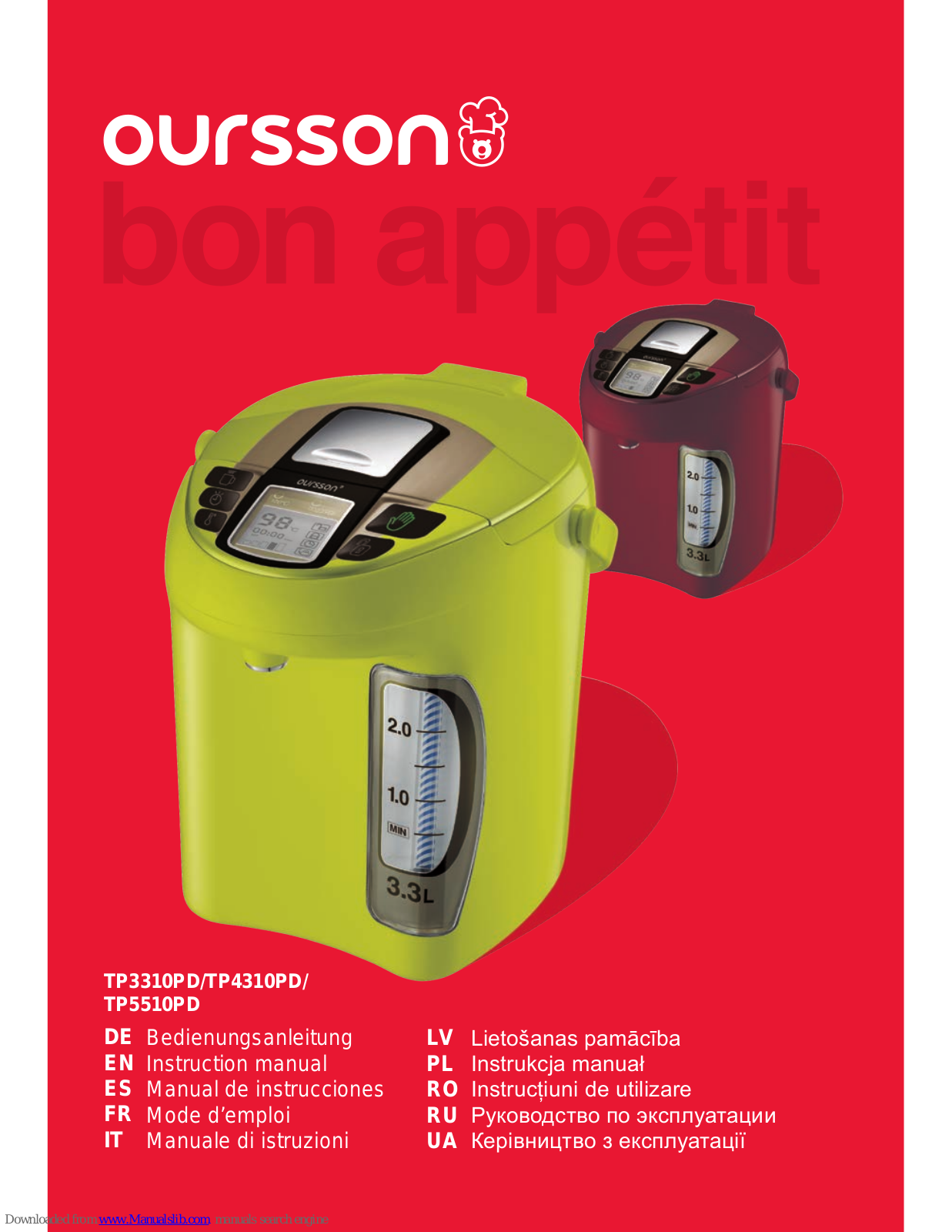 Oursson TP3310PD, TP4310PD, TP5510PD Instruction Manual