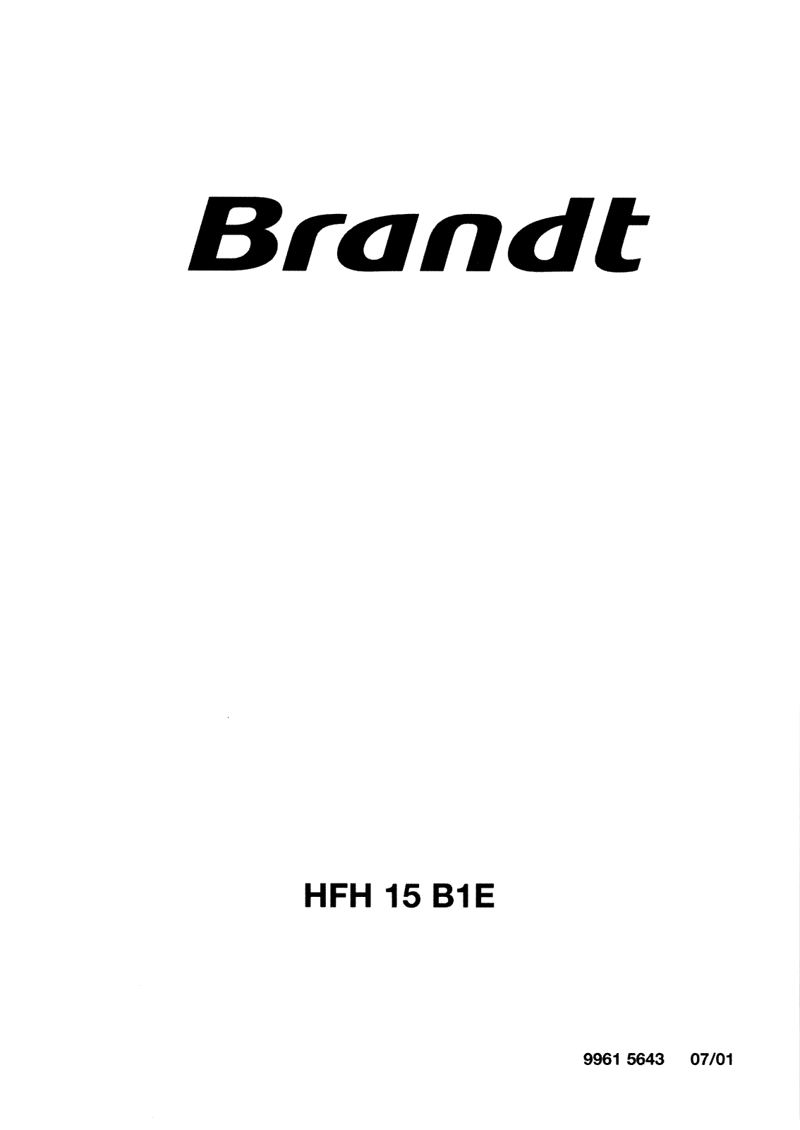 BRANDT HFH15B1E User Manual