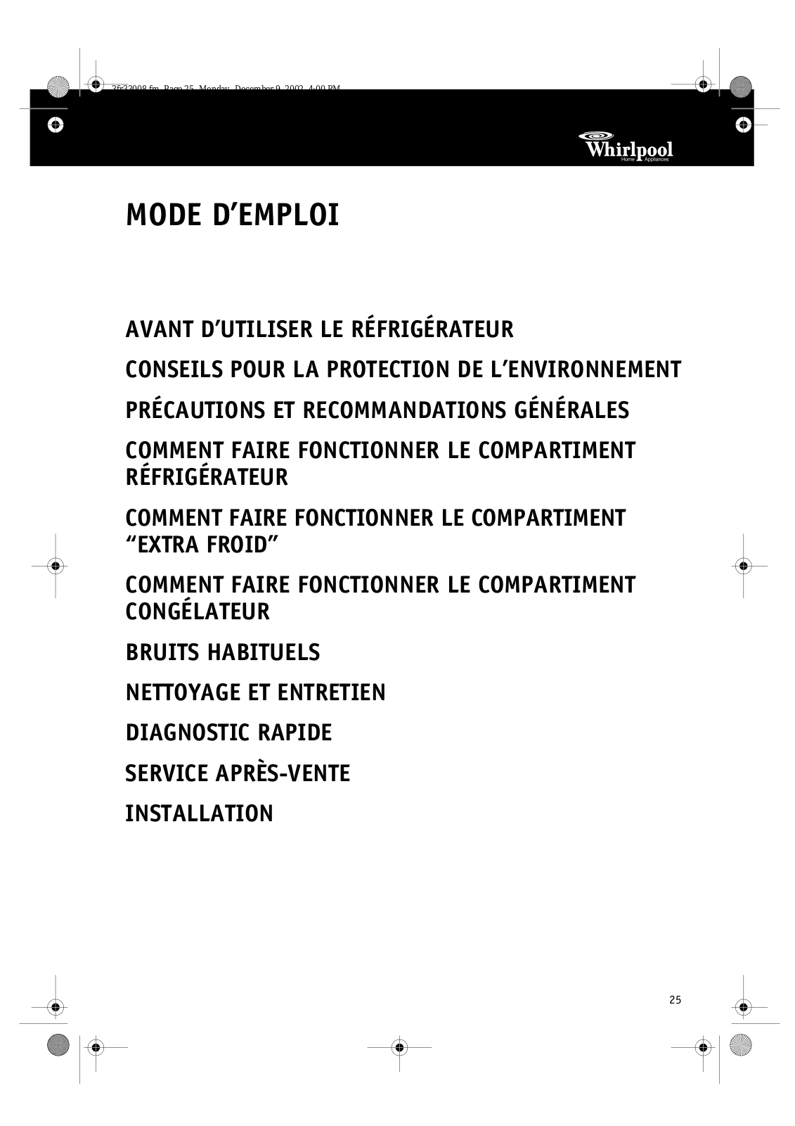 WHIRLPOOL ARC4170 User Manual