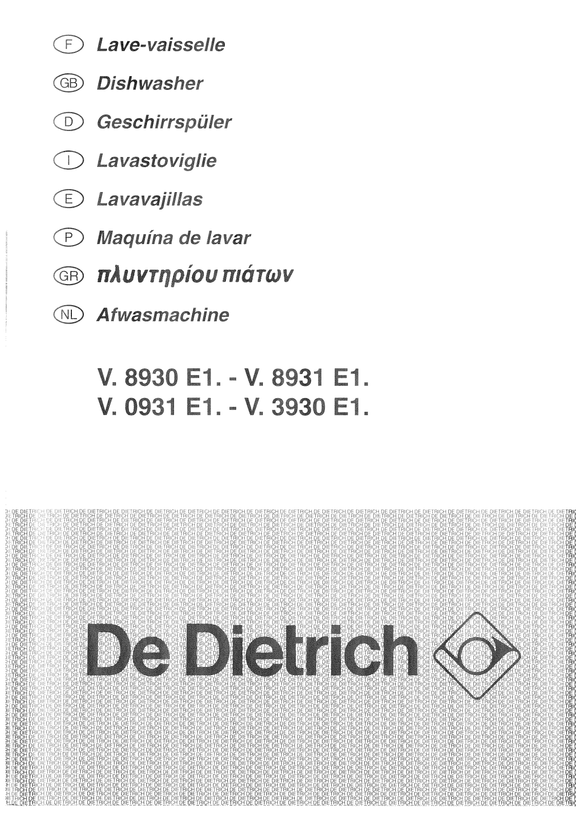 De dietrich VW8931E1, VW8930E1 User Manual