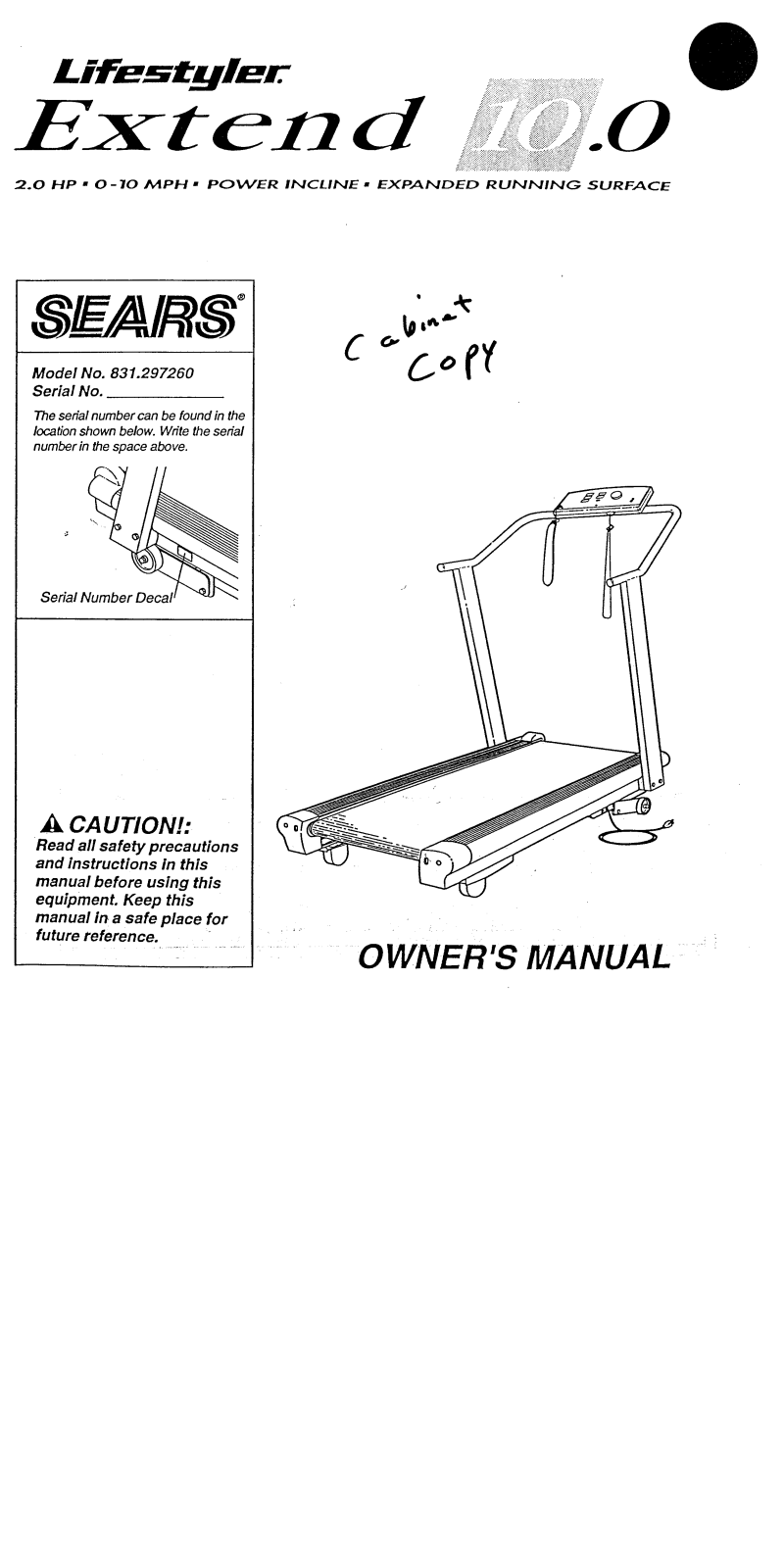 Lifestyler 831.297260 Owner's Manual